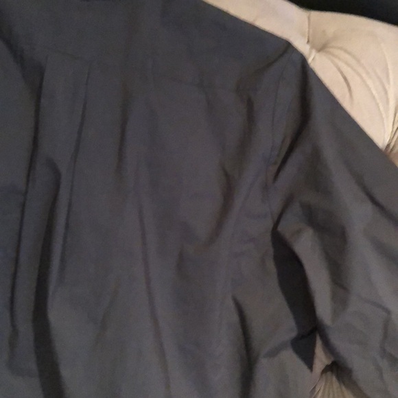 Women’s Navy Button-Up Blouse with Sheer Hem - Picture 8 of 8